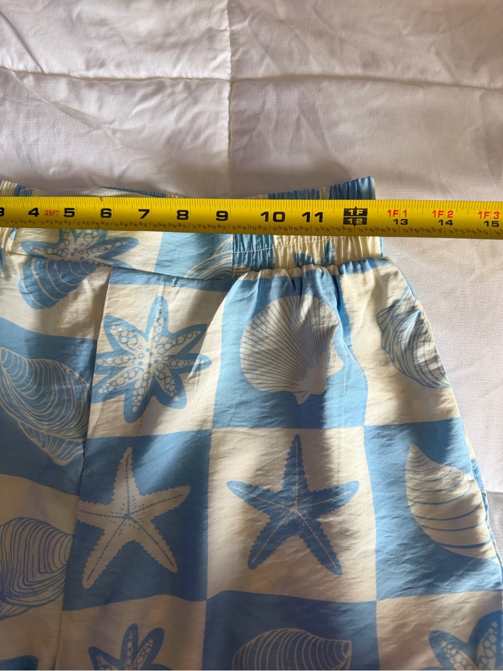 Timing Blue & Cream Starfish Shell Print High-Waist Shorts - Picture 3 of 7